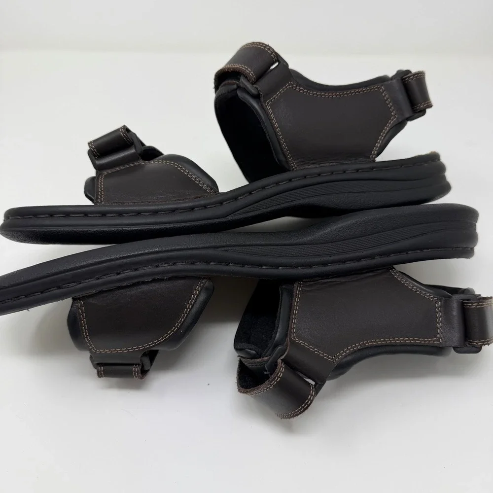Josef Seibel Mens 44 US Brown Leather Adjustable Strap Sport Sandals Gorpcore